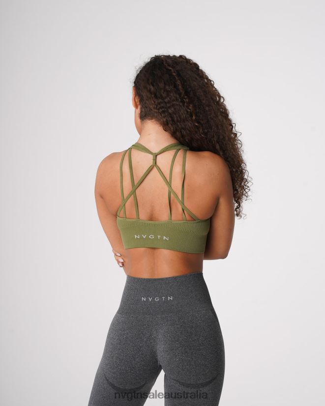 Galaxy Ribbed Seamless Bra 24JF4Z243 Khaki Green Fitness NVGTN Women