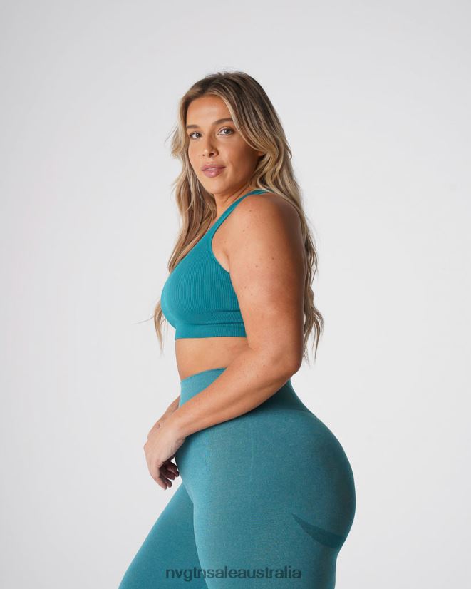 Galaxy Ribbed Seamless Bra 24JF4Z65 Teal Fitness NVGTN Women