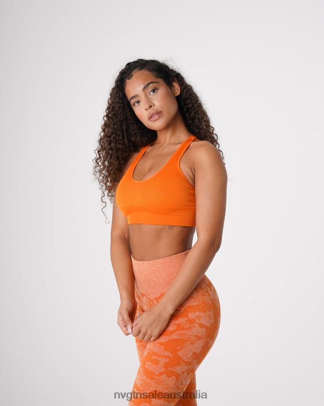 Galaxy Ribbed Seamless Bra 24JF4Z66 Burnt Orange Fitness NVGTN Women