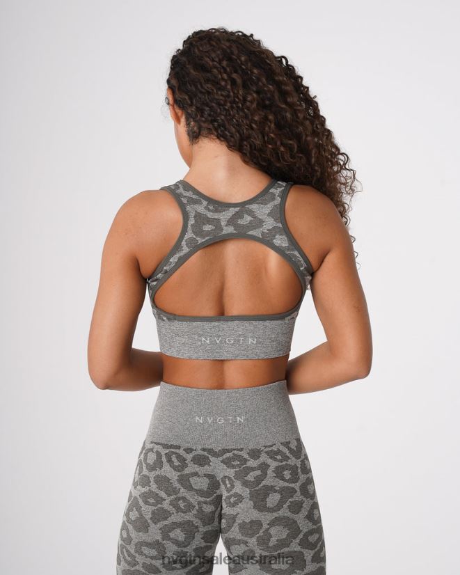 Leopard Eclipse Seamless Bra 24JF4Z219 Khaki Green Fitness NVGTN Women