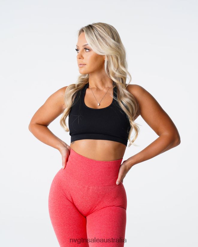 Limitless Ribbed Seamless Halter Bra 24JF4Z114 Black Fitness NVGTN Women