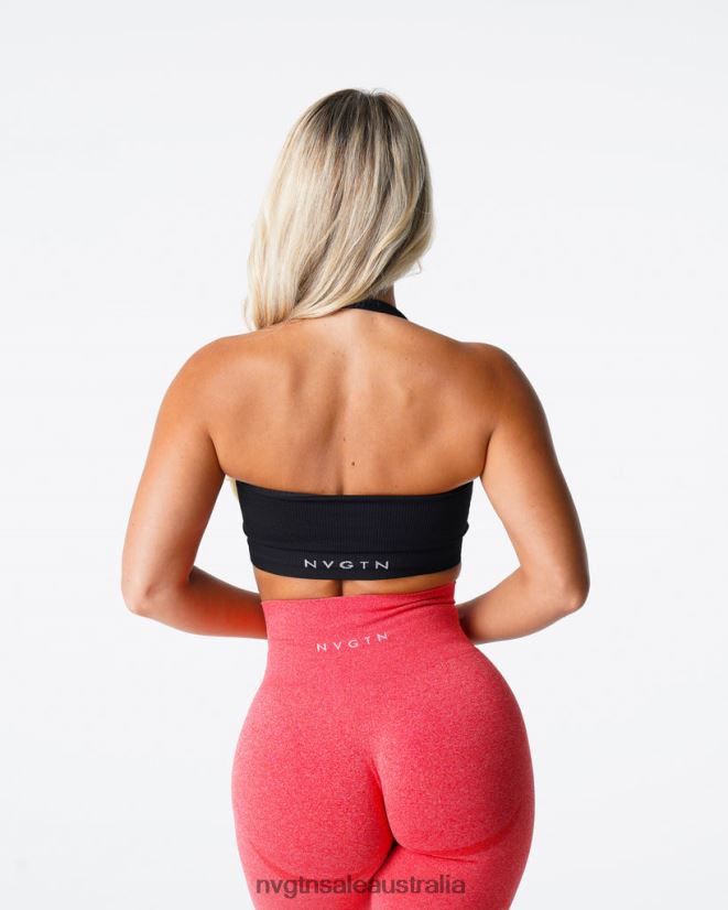 Limitless Ribbed Seamless Halter Bra 24JF4Z114 Black Fitness NVGTN Women