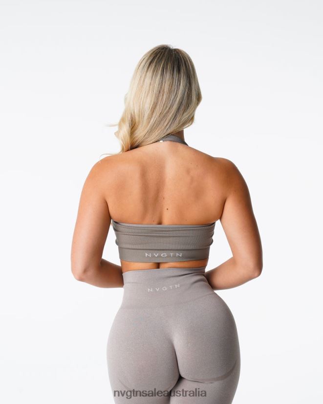 Limitless Ribbed Seamless Halter Bra 24JF4Z147 Taupe Fitness NVGTN Women
