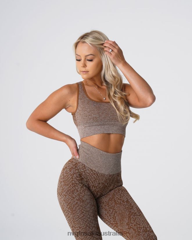 Snakeskin Eclipse Seamless Bra 24JF4Z218 Mocha Fitness NVGTN Women