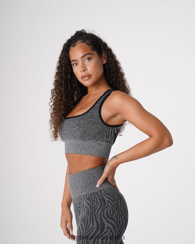 Zebra Eclipse Seamless Bra 24JF4Z214 Black Speckled Fitness NVGTN Women