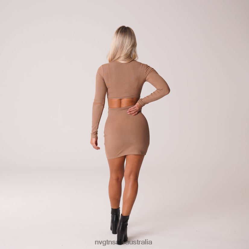 Into You Ribbed Mock Turtleneck Midi Dress 24JF4Z722 Mocha Lifestyle NVGTN Women